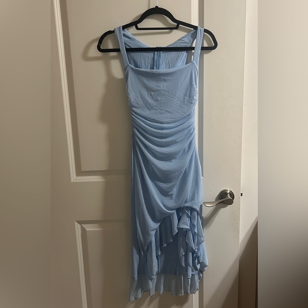 Light Blue Ruched Bodycon Short Dress